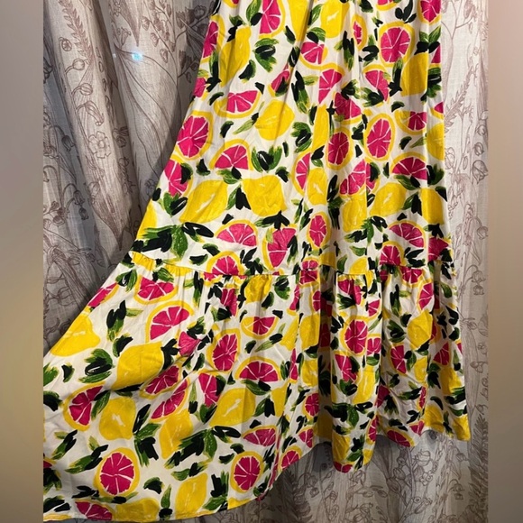 Steve Madden grapefruit White pink Yellow Flutter Sleeve maxi/midi Sundress, NWT - Picture 5 of 6